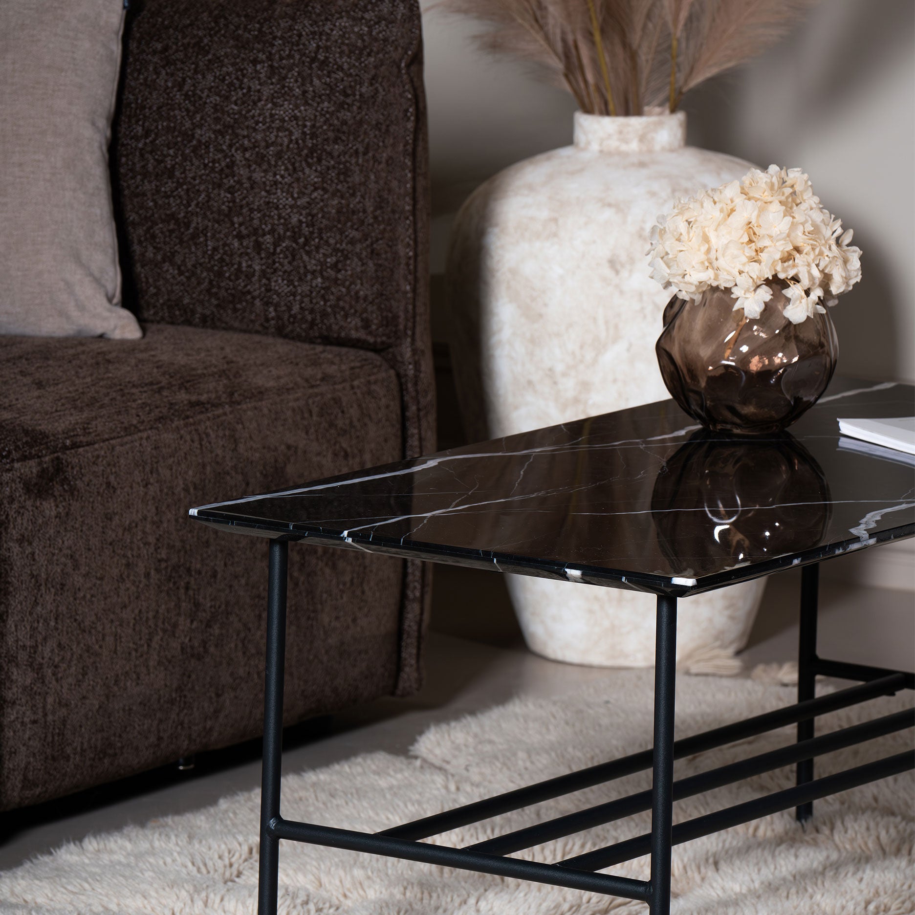 LINES II sofabord i marmor 100x50 cm